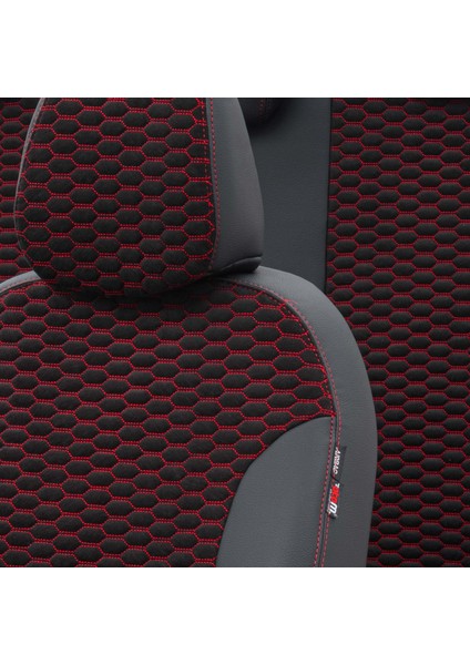 V.w. Caddy 2004-2011 Özel Üretim Koltuk Kılıfı Tokyo Design Tay Tüyü Siyah - Kırmızı