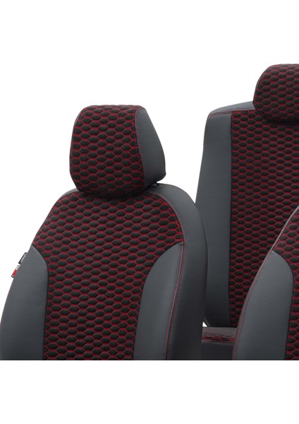 V.w. Caddy 2004-2011 Özel Üretim Koltuk Kılıfı Tokyo Design Tay Tüyü Siyah - Kırmızı