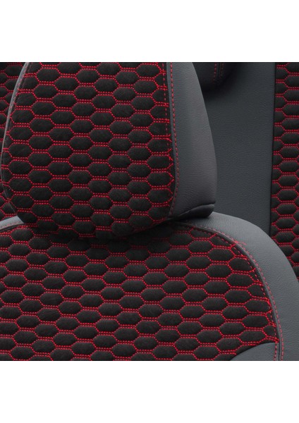 V.w. Caddy 2004-2011 Özel Üretim Koltuk Kılıfı Tokyo Design Tay Tüyü Siyah - Kırmızı