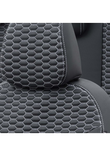 Peugeot 5008 2017-Sonrası 5 Kişi Özel Üretim Koltuk Kılıfı Tokyo Design Deri Siyah - Beyaz