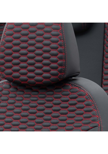 Seat Altea Xl 2004-2015 Özel Üretim Koltuk Kılıfı Tokyo Design Deri Siyah - Kırmızı