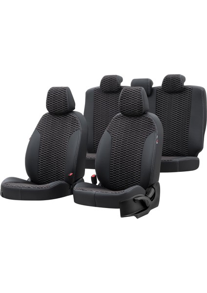 V.w. Transporter T-5 2004-2015 5+1 (6 Kişi) Özel Üretim Koltuk Kılıfı Tokyo Design Tay Tüyü Siyah - Beyaz