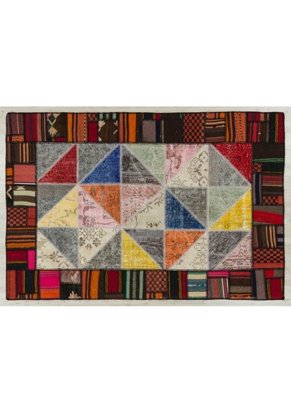 Eskitme El Dokuma Patchwork Halı 120 x 180 cm 5439