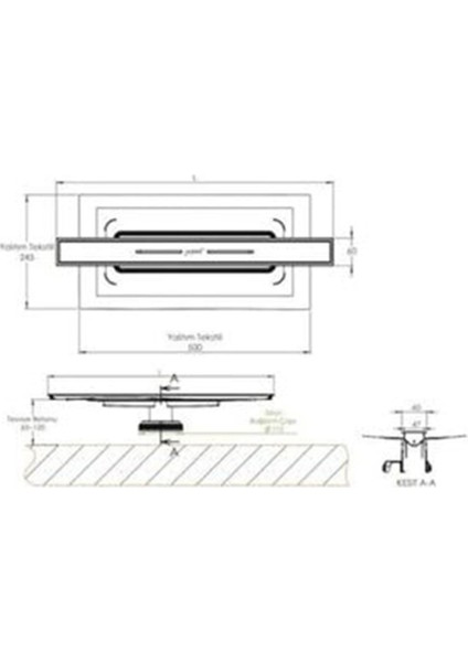 Galata x Dus Kanali Yandan Çikisli Mat Satine 40 cm