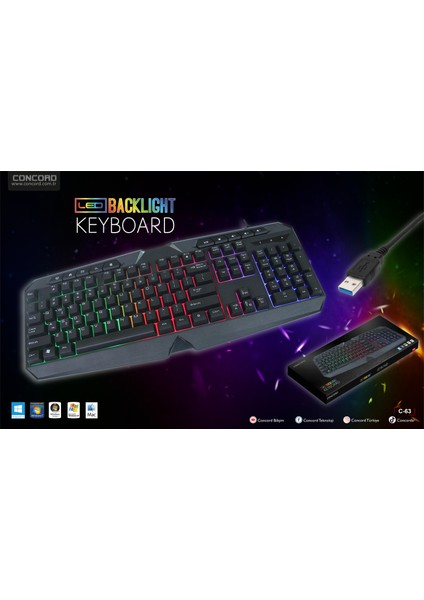 C-63 Rgb Mekanik Hisli Q Klavye Siyahklavye