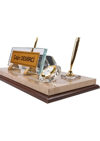 Sk 550 İsme Özel Ahşap Tabanlı Mermer Set Doğal Dekoratif Mermer Masaüstü İsimlik fiyatları