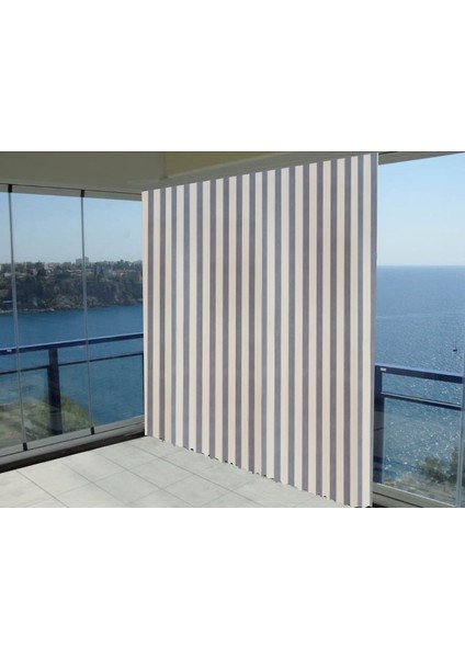 Evaşkım Balkon Perdesi Balkon Brandası Gri_krem