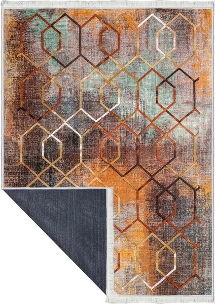 Makinede Yıkanabilen Leke Tutmaz Kolay Temizlenir Dokuma Taban Kumaş Üzerine Dijital Baskı Saçaklı Halı 80 x 200 cm
