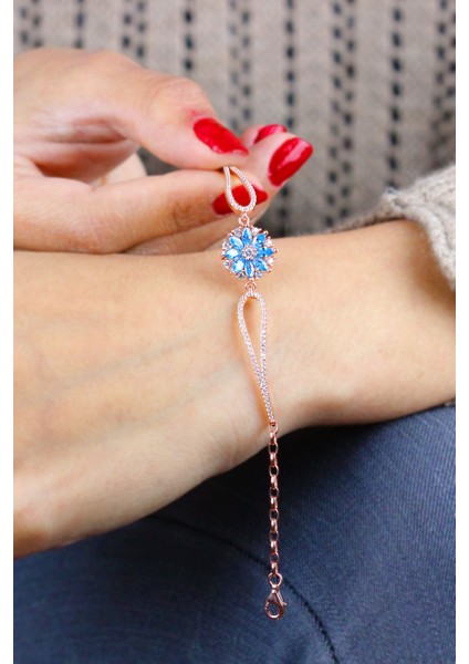 Lotus Çiçeği Akuamarin Taşlı Roslu Gümüş Bileklik fiyatları