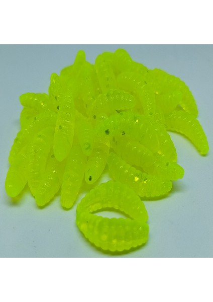 Yapay Sahte Gerçek Görünümlü Fluo Yeşil Kurtçuk Sahte Balık Solucan (10 Adet)