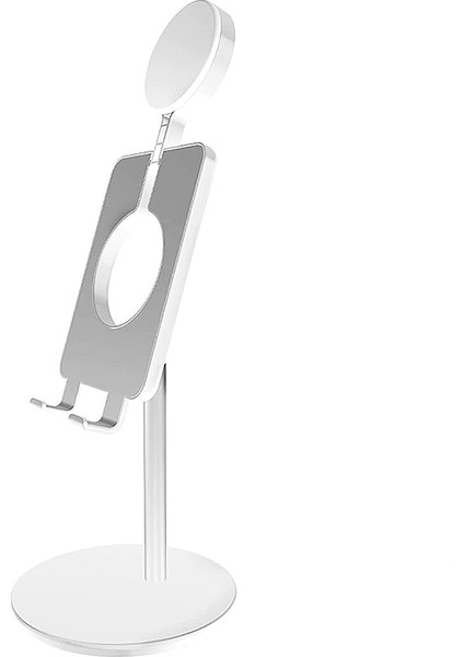Alüminyum Alaşım USB LED Katlanabilir Selfie Halkası Işık Tablet Telefon Tutucu Standı Beyaz