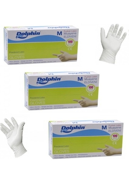 Pudralı Lateks Eldiven 3lü Set (Medium) (3X100)