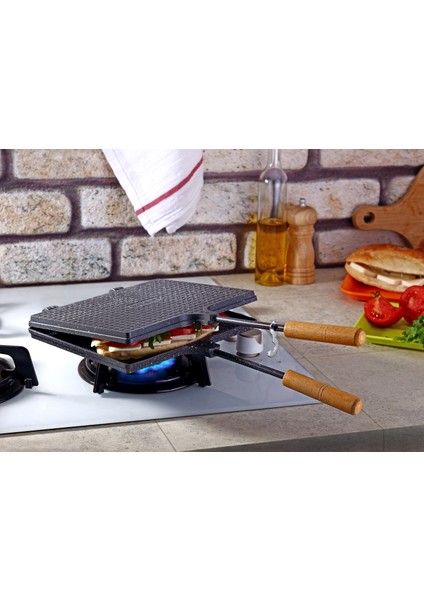 Granit Efektli Döküm Ocak Üstü Tost Makinesi