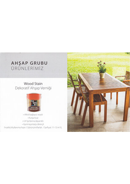 Wood Stain Dekoratif Ahşap Verniği 0,75 L  Açık Meşe