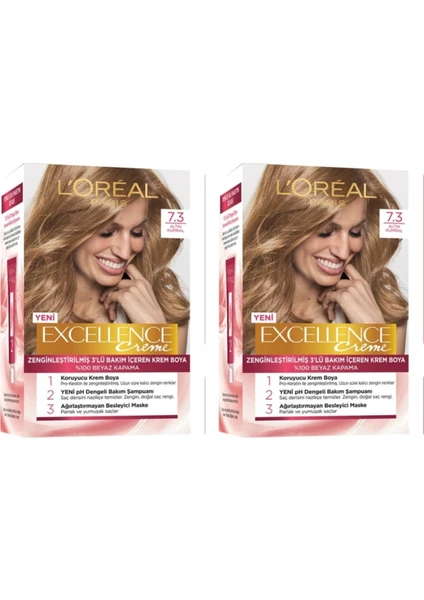 L'Oréal Paris Loreal Paris Excellence Saç Boyası 7.3 Kumral Dore x 2