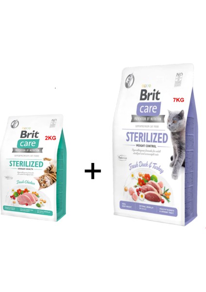 Sterilized Weight Control Tahılsız Ördekli 7kg + Sterilized Urinary Tavuklu 2kg Kedi Maması