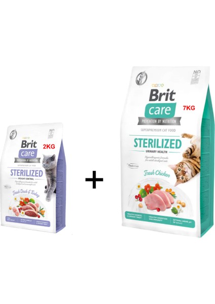 Sterilized Urinary Tahılsız Tavuklu 7kg + Sterilized Weight Control Tahılsız Ördekli 2kg Kedi Maması