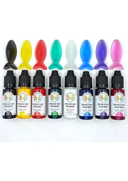 Epoksi Reçine Bazlı Sıvı Pigment Boya Transparan Set  20 ml x 8 Renk