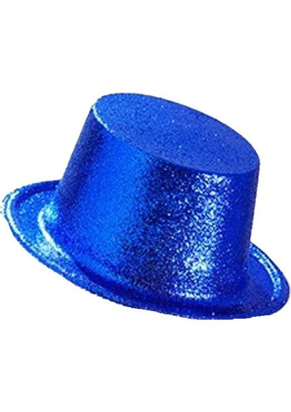 Koyu Mavi Renk Uzun Plastik Melon Parti Şapkası Simli