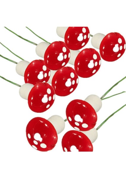 50 Adet Pike Kırmızı Renk Mantar Süs 1,5 cm