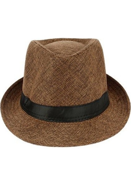 Fitilli Koyu Kahve Renk Kumaş Yetişkin Fötr Şapka 58 No