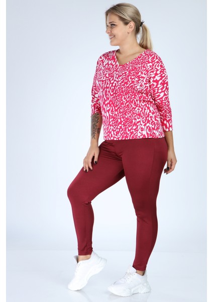 Lir Kadın Büyük Beden Tayt Bordo L2325 modelleri