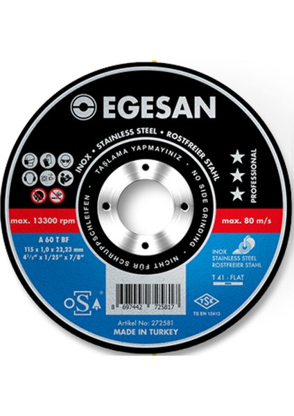 Inox Kesici Taş Inox Kesme Taşı 180X1,9X22 mm