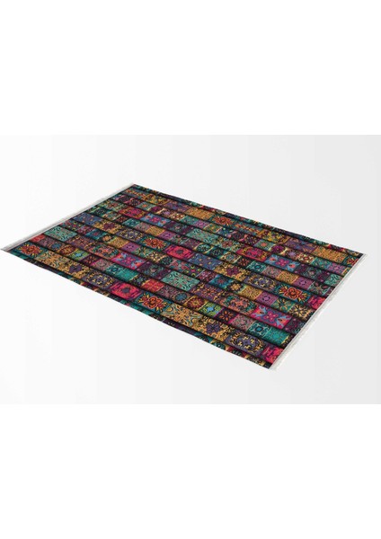 Soft Kilim - Renkli Saçaklı Dijital Baskı HV-SK-905