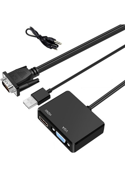 4772 VGA To VGA + HDMI + 3.5mm Çevirici Dönüştürücü Çoklayıcı Adaptör
