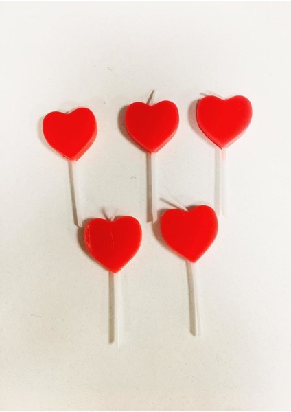 Kalp Pasta Mumu 5'Li Kırmızı (Kürdanlı)