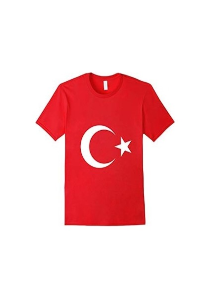 Ay Yıldız Türk Bayraklı Kırmızı Tişört Large Beden