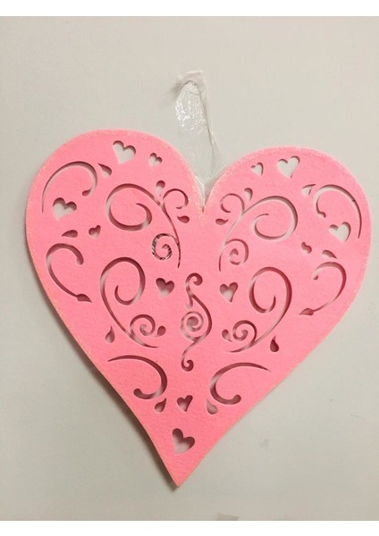 Kalp Kece Asma Süs Pembe