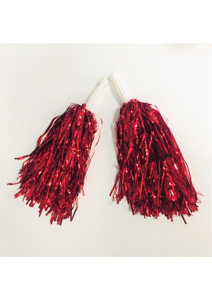 23 Nisan Gösteri Ponpon 2'Li Set Metalik Kırmızı (Küçük Ebat)