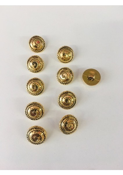 Dikiş Düğmesi 10 Adet Vintaj Model Plastik Gold/Altın Büyük Boy Çap: 1,5 Cm