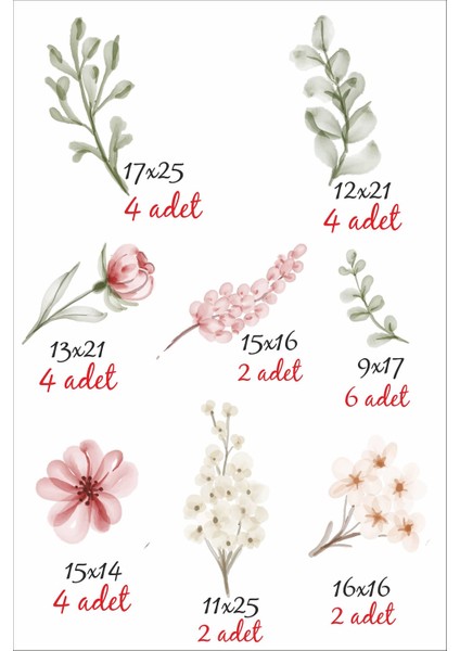 Okaliptus Çiçekler Çocuk Bebek Odası Sticker Seti fiyatları