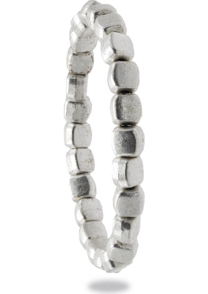 Erkek Antik Gümüş Kaplama Lastikli Geometrik Parçacıklı Bileklik indirimleri