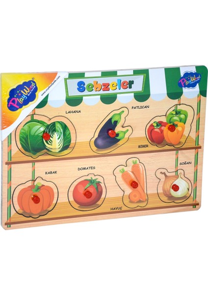 Ahşap Tutmalı Sebzeler ve Meyveler Puzzle