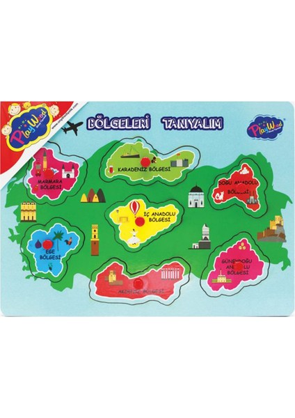 Ahşap Tutmalı Kıtaları ve Bölgeleri Tanıyalım Puzzle