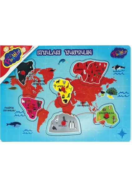Ahşap Tutmalı Kıtaları ve Bölgeleri Tanıyalım Puzzle