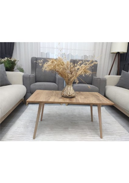 Orta Sehpa Ahşap Desenli Ceviz Renk Ahşap Ayaklı LBN-S005