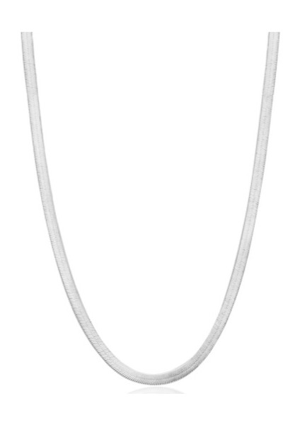 Yassı Ezme Gümüş Zincir KOLYE-50CM.