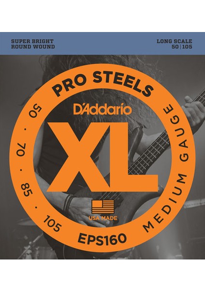 EPS160 Prosteels Bass, Medium, 50-105, Long Scale Takım Tel Bas Gitar Teli 050-105