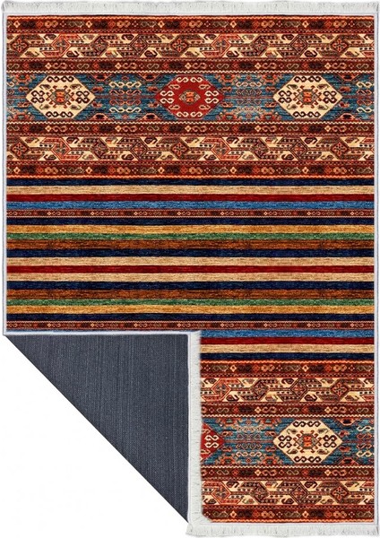 Makinede Yıkanabilen Leke Tutmaz Kolay Temizlenir Dokuma Taban Kumaş Üzerine Dijital Baskı Saçaklı Halı 100 x 140 cm