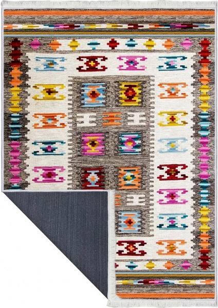 Makinede Yıkanabilen Leke Tutmaz Kolay Temizlenir Dokuma Taban Kumaş Üzerine Dijital Baskı Saçaklı Halı 80 x 200 cm