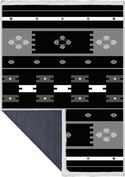 Makinede Yıkanabilen Leke Tutmaz Kolay Temizlenir Dokuma Taban Kumaş Üzerine Dijital Baskı Saçaklı Halı 80 x 140 cm