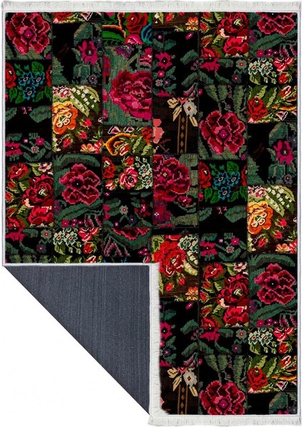 Makinede Yıkanabilen Leke Tutmaz Kolay Temizlenir Dokuma Taban Kumaş Üzerine Dijital Baskı Saçaklı Halı 80 x 200 cm