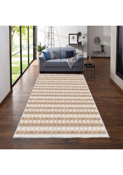Makinede Yıkanabilen Leke Tutmaz Kolay Temizlenir Dokuma Taban Kumaş Üzerine Dijital Baskı Saçaklı Halı 130 x 180 cm