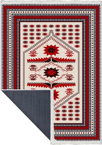 Makinede Yıkanabilen Leke Tutmaz Kolay Temizlenir Dokuma Taban Kumaş Üzerine Dijital Baskı Saçaklı Halı 130 x 180 cm