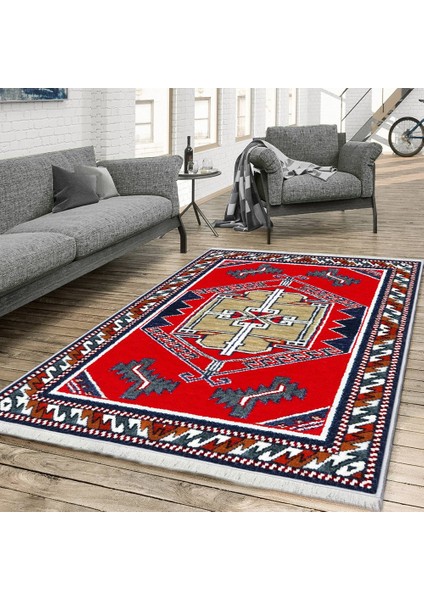 Makinede Yıkanabilen Leke Tutmaz Kolay Temizlenir Dokuma Taban Kumaş Üzerine Dijital Baskı Saçaklı Halı 80 x 140 cm