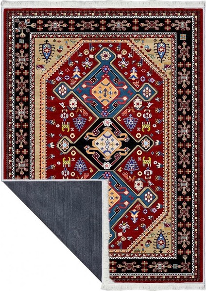 Makinede Yıkanabilen Leke Tutmaz Kolay Temizlenir Dokuma Taban Kumaş Üzerine Dijital Baskı Saçaklı Halı 130 x 180 cm